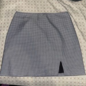 Black and White high waste slit skirt